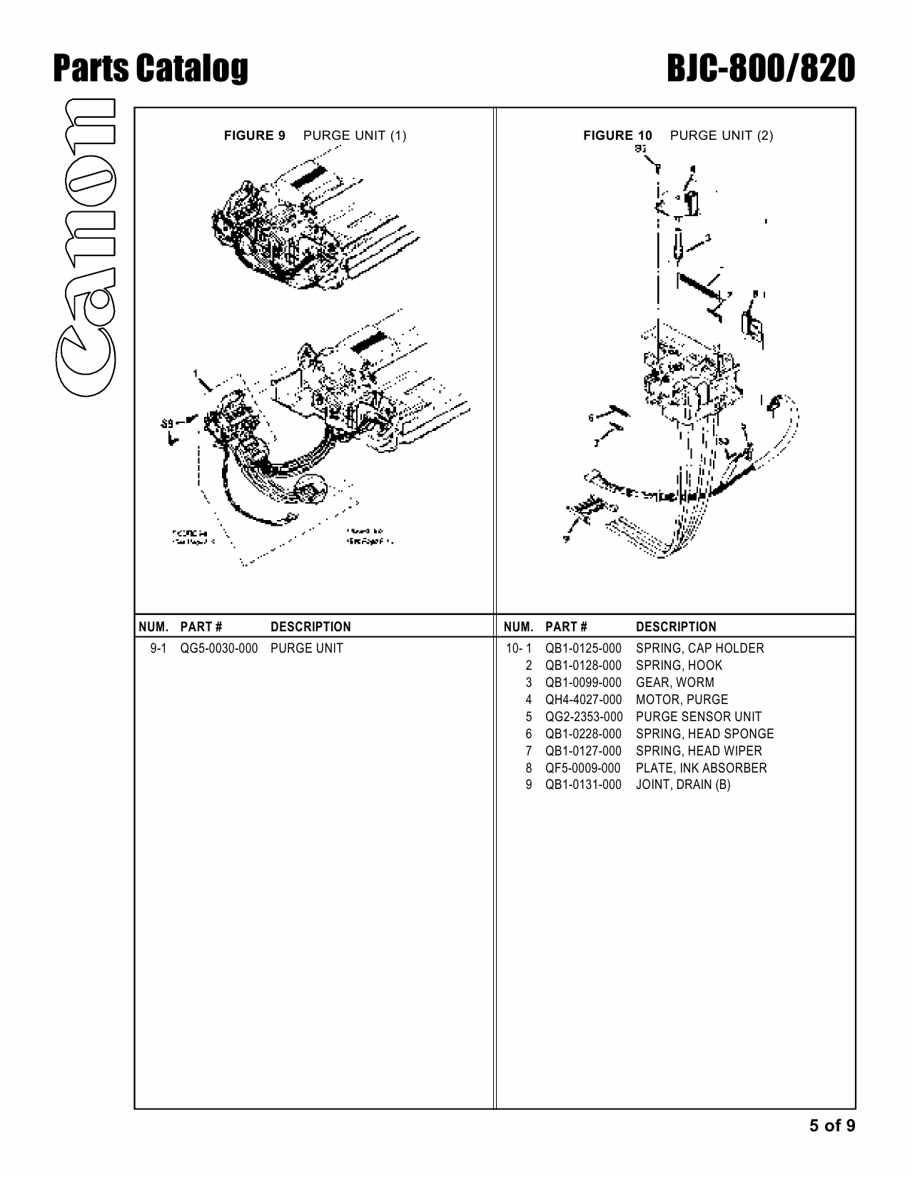 Canon BubbleJet BJC-800 820 Parts Catalog Manual-4